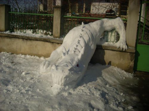 dragon, snow, sculpture, win