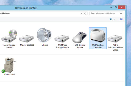 apparently windows thinks my wireless usb keyboard is a toaster