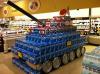 tank made out of beer cases in a grocery store, win