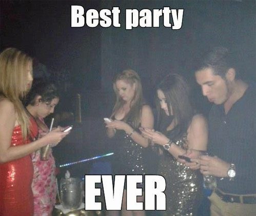best party ever, every one staring at their smartphone, meme