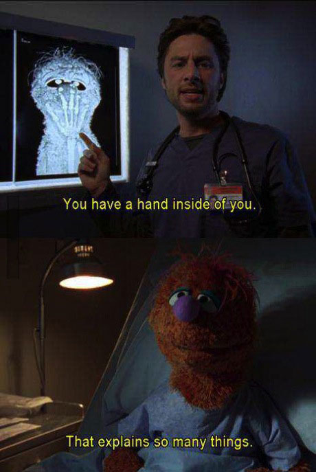 x-ray, hand, doctor, comic, muppet