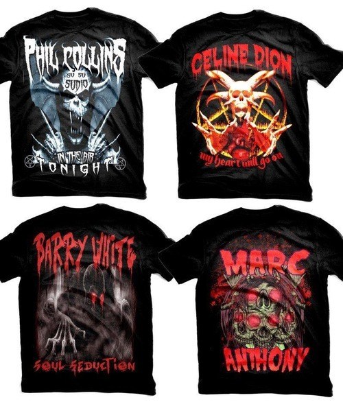 tshirt, celine dion, phil collins, barry white, marc anthony