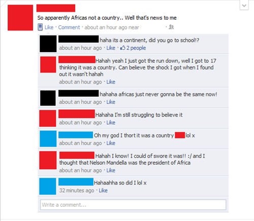 africa, country, facebook, stupid, fail, continent, omg, facepalm
