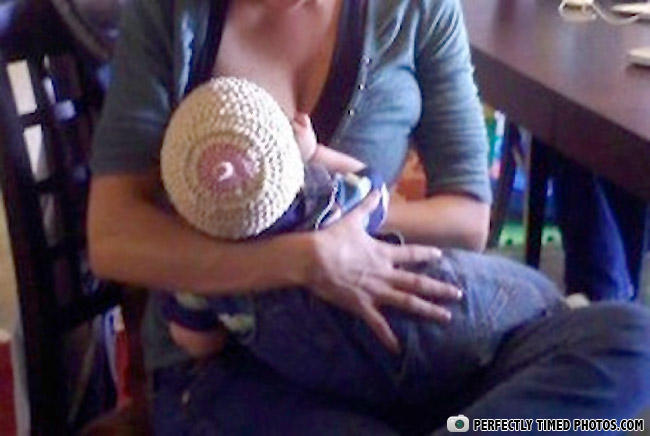 baby, hat, breastfeeding, nipple