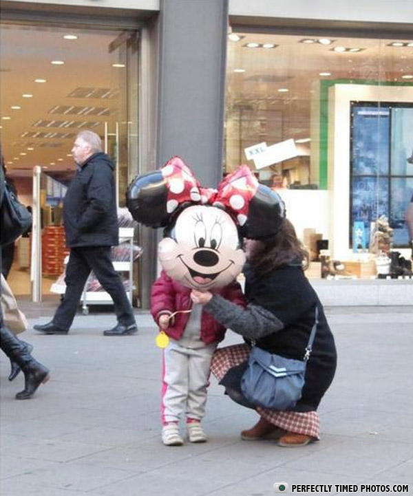 perspective, minnie mouse, balloon, kid