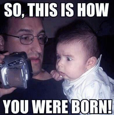 so this is how you were born, baby with scared face, meme