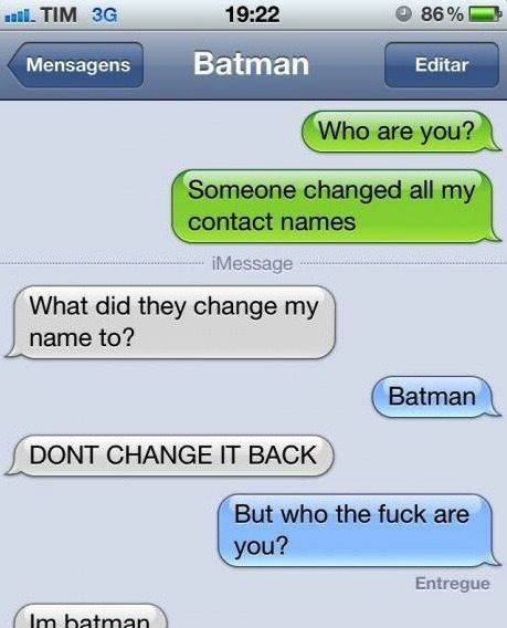 iphone, batman, troll, contact list