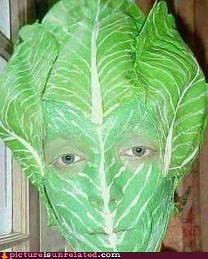mask, costume, cabbage