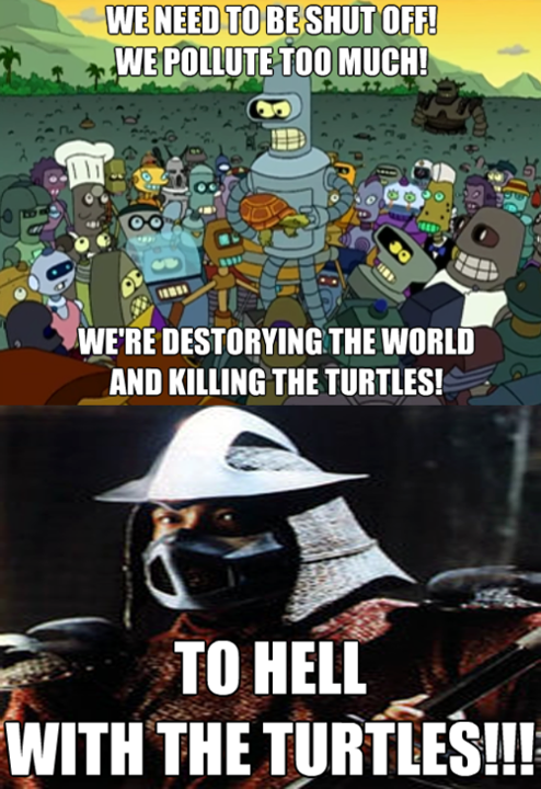 bender, turtles, shredder, futurama