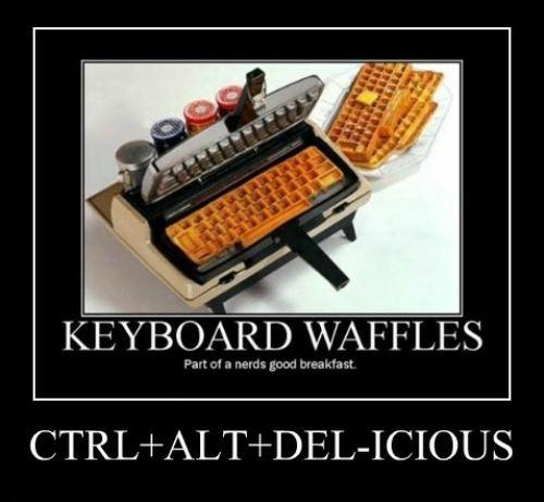 waffles, keyboard, nerd, geek, pun, motivation