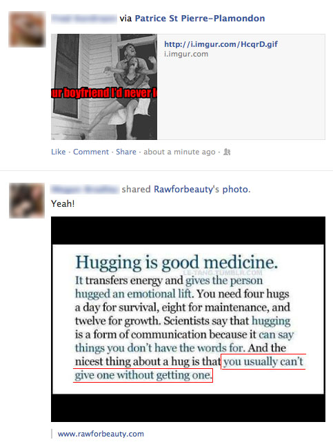 hug, facebook, coincidence