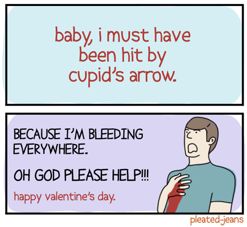 cupid, valentine, arrow, joke, comic