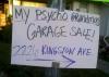 my psycho grandma's garage sale, sign
