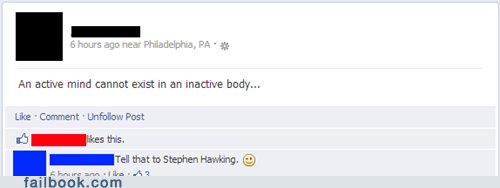 facebook, oops, stephen hawking, inactive body, active mind
