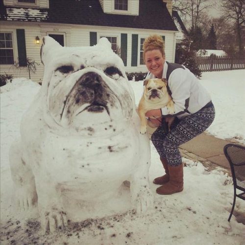 snow, sculpture, dog