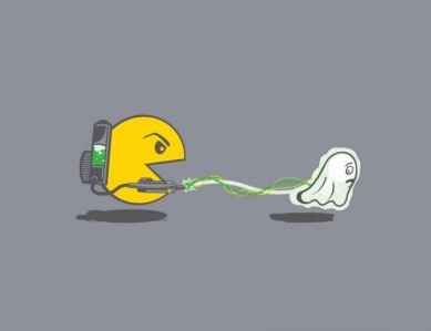 pacman, ghostbusters, mashup