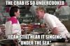 iron chef, crab, signing, meme, insult, the little mermaid