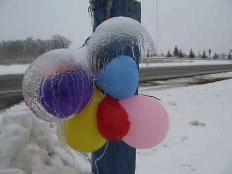 balloon, ice, freeze, cool