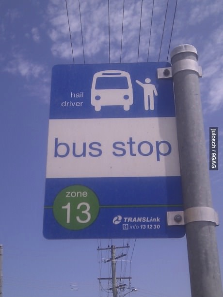 bus stop, sign, hail driver