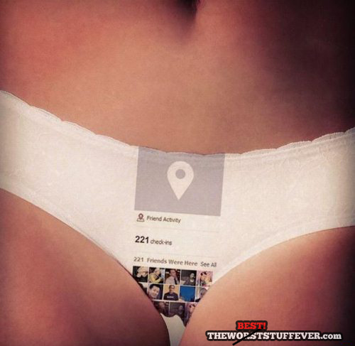 facebook, check in, underwear