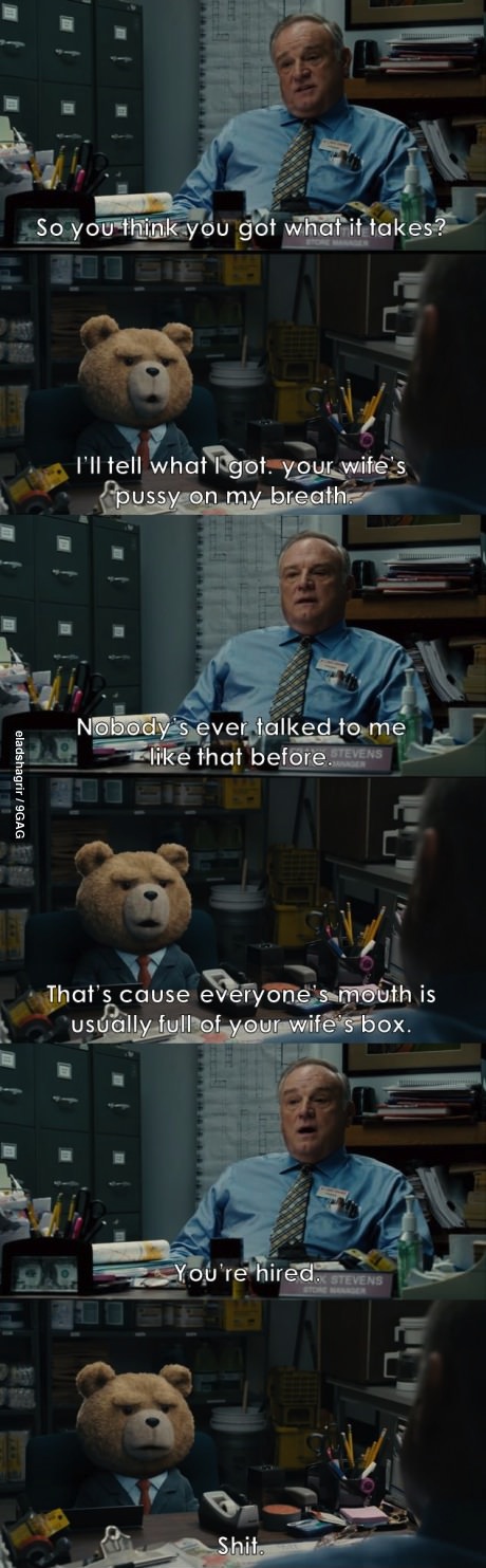 ted, job, interview, insult, lol, comic