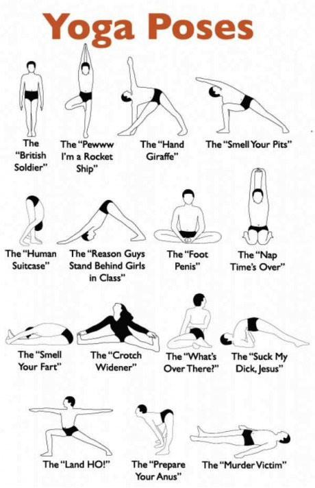 yoga, poses, parody