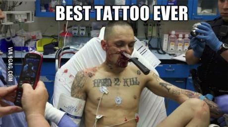 best tattoo ever, knife, face, ouch