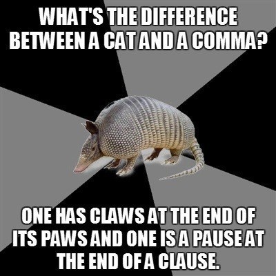 cat, comma, clause, paws, wordplay