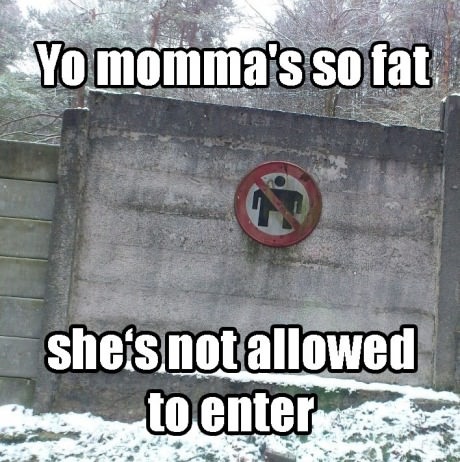 yo mama's so fat, she's not allowed to enter, meme