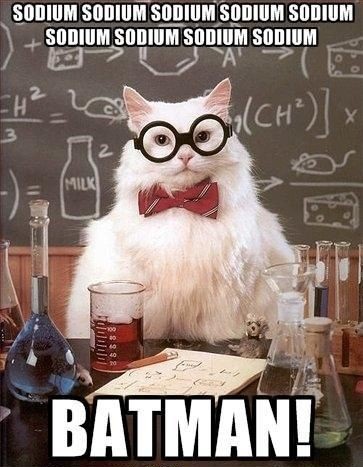 sodium sodium sodium, batman!, na, scientist cat meme
