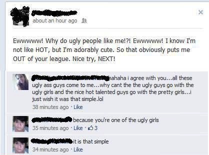 facebook, ugly, girls, guys, fail, burn