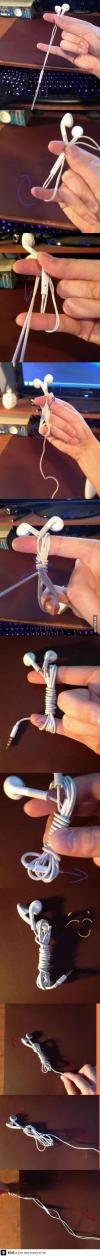 head phones, ear buds, storage, trick, how to, tangle