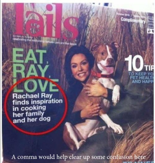 magazine, english, cooking, family, dog, fail