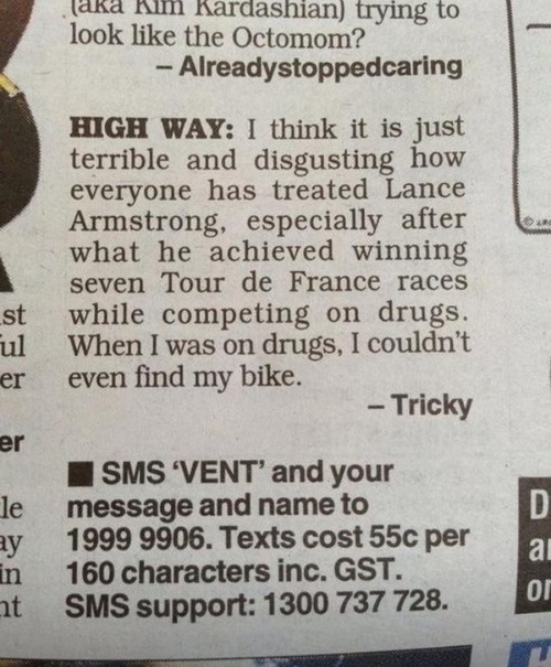drugs, lance armstrong, newspaper