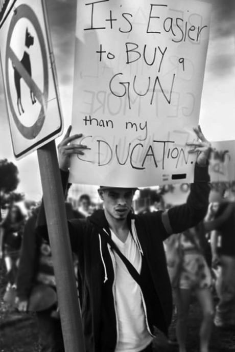 gun, education, protest, sign