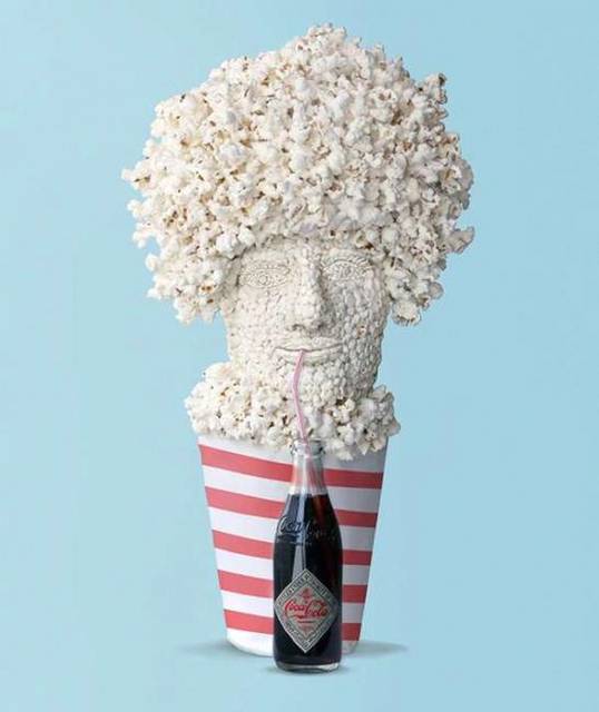 popcorn, art, food, head