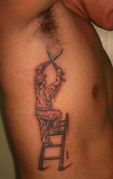 tattoo, ladder, clippers, under arm, hair