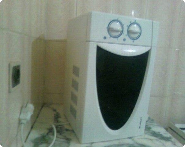 microwave, face, happy