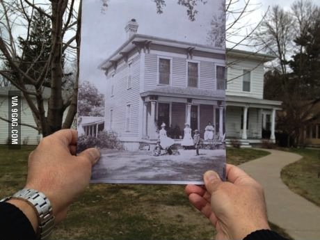 house, photo, painting, then, now
