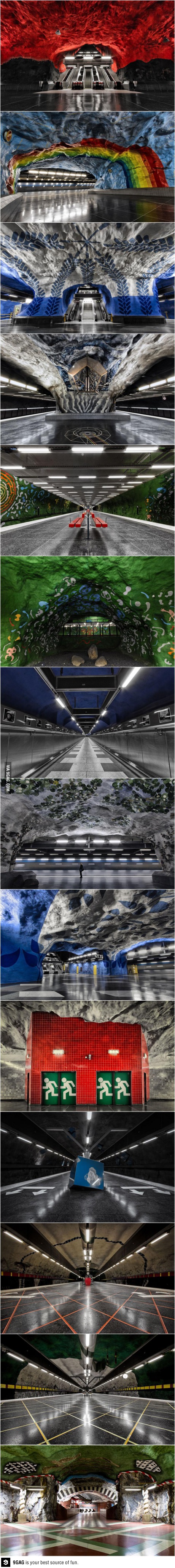 stockholm metro art, underground