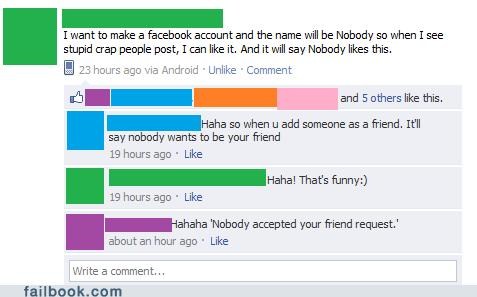 facebook, nobody, lol, likes