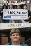 lottery, awful, won, face, photobomb, giant cheque