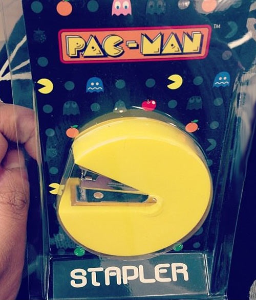 product, stapler, pac man