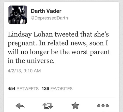 twitter, lindsay lohan, darth vader, star wars, parenting fail
