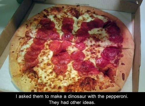 I asked them to make a dinosaur with the pepperoni, they had other ideas