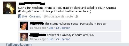 facebook, geography fail, south america, portugal