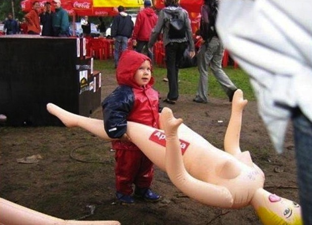 kid, wtf, inflatable doll