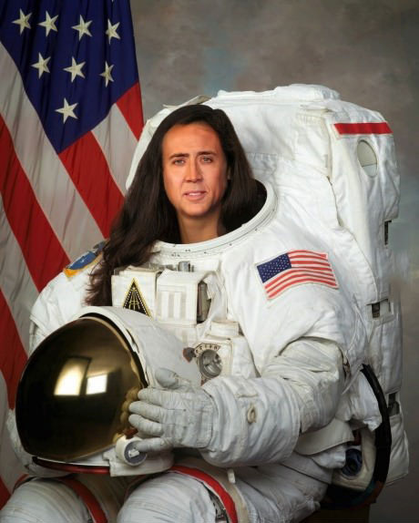 astronaut, nicolas cage, long hair, wtf