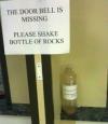 the door bell is missing, please shake bottle of rocks