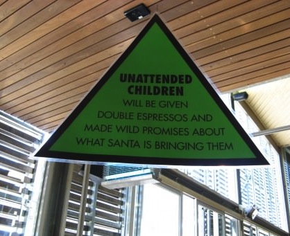 sign, children, espressos, santa, lol